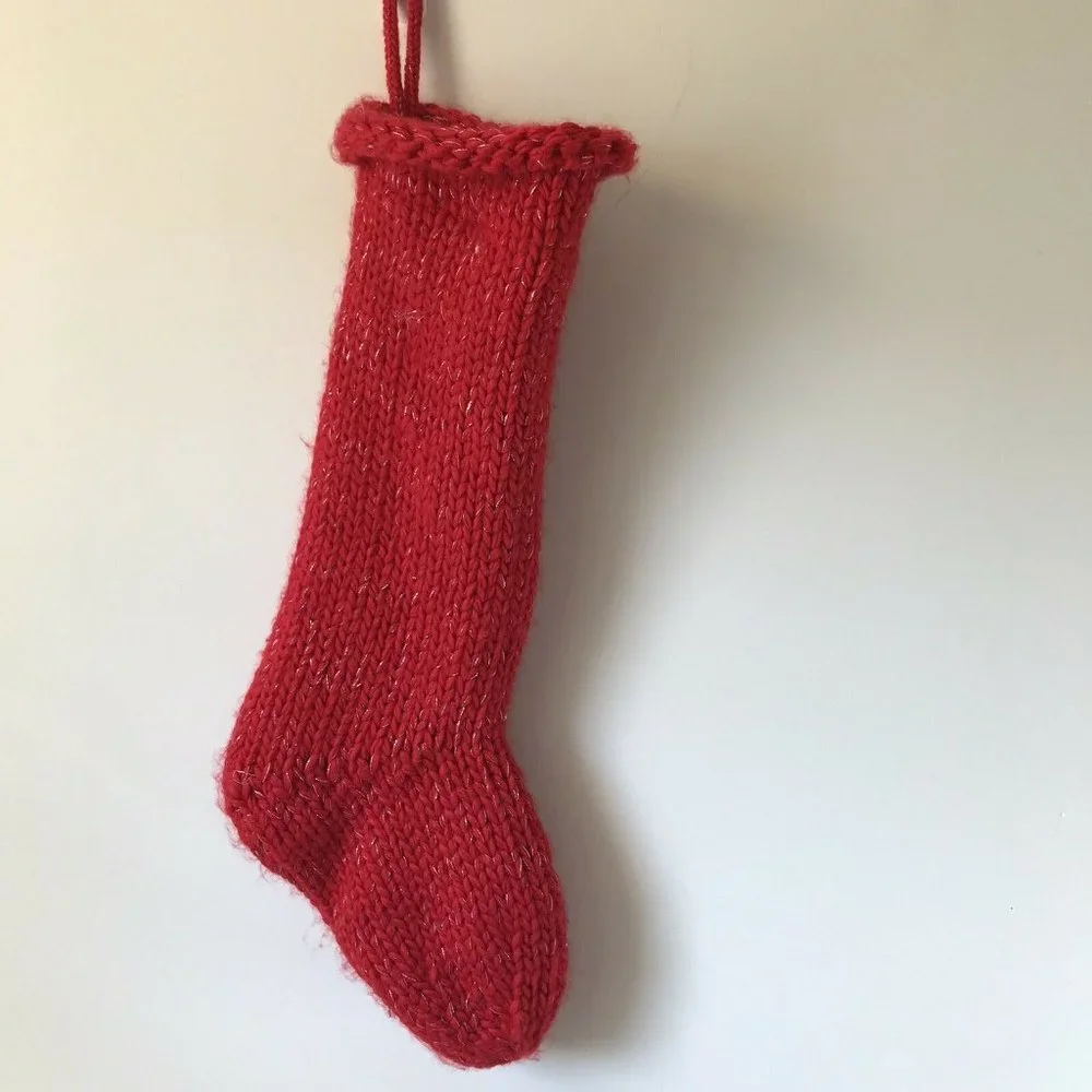 Wondershop knit red silver Christmas‎ stocking fleece lined  19”